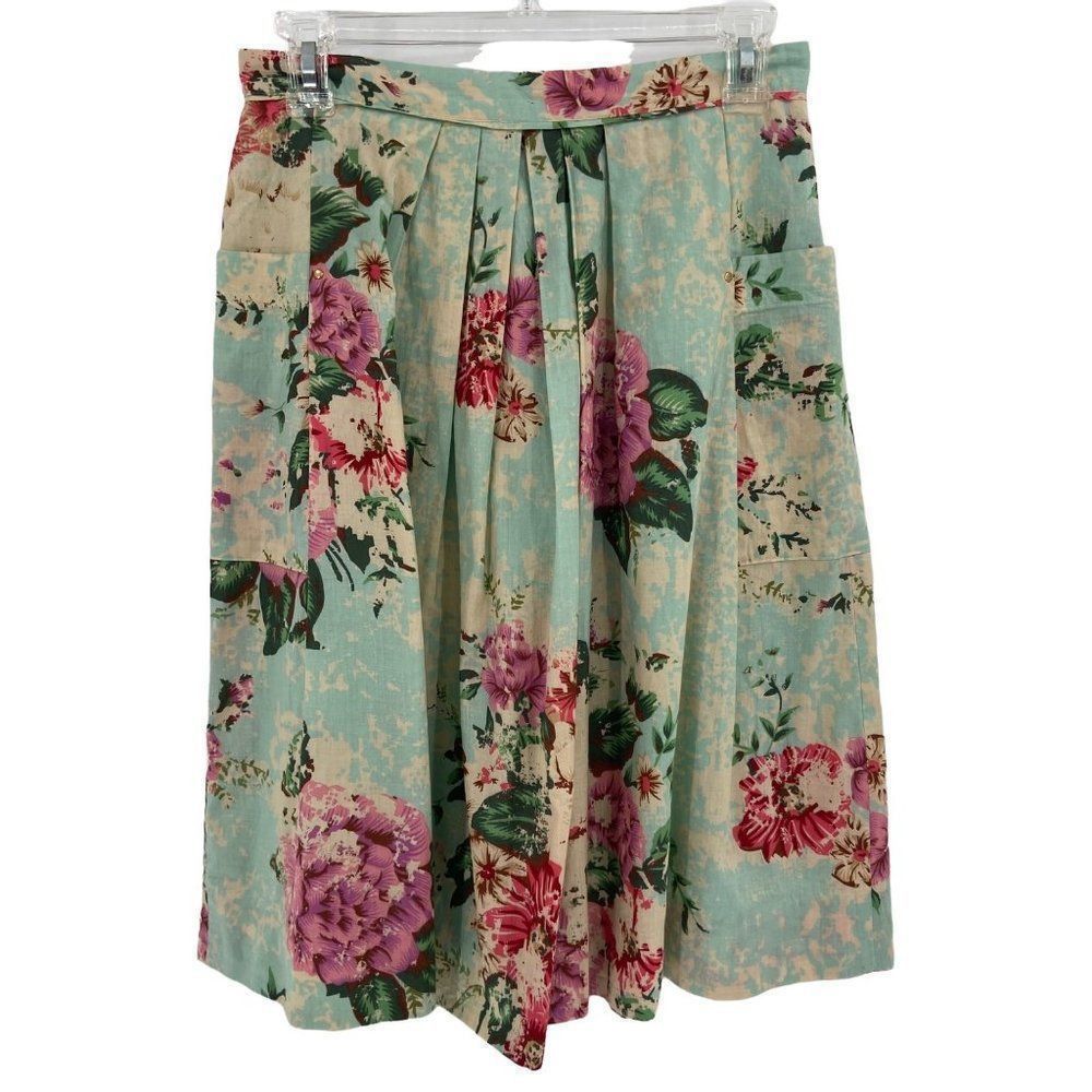 Down East Basics Vintage Floral Pleated A-Line Skirt Small